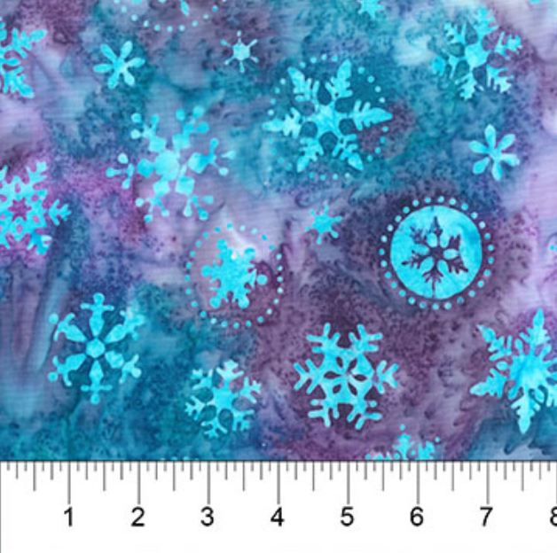 Cotton Banyan Batiks Christmas Cheer Light Blue Snowflakes Accents on Purple Violet Northcott Cotton Fabric Print by the Yard (83461-83)