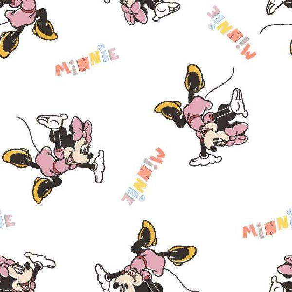 Cotton Minnie Jump for Joy Mouse Words Script Characters Kids Children Show Officially Licensed by Springs Creative White Cotton Fabric Print by the Yard (79947-A620710)