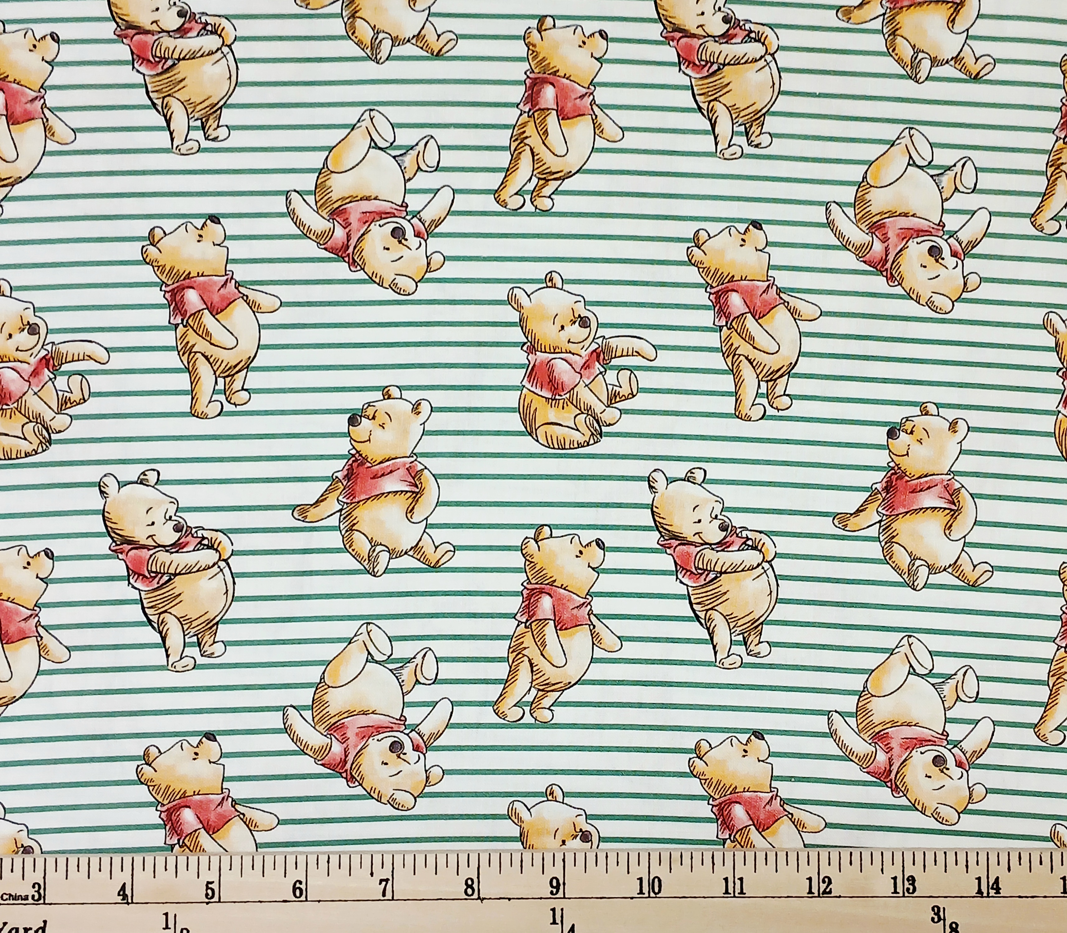Cotton Winnie the Pooh Stripe Bear Honey Kids Children's Book Officially Licensed by Springs Creative White Cotton Fabric Print by the Yard (77199-A620710)