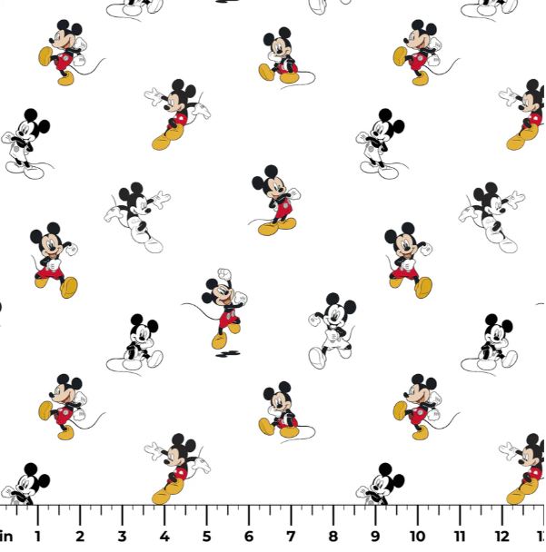 Cotton Mickey Traditional Classic Charm Kids Children's Show Character Officially Licensed by Springs Creative White Cotton Fabric Print by the Yard (80480-A62078)