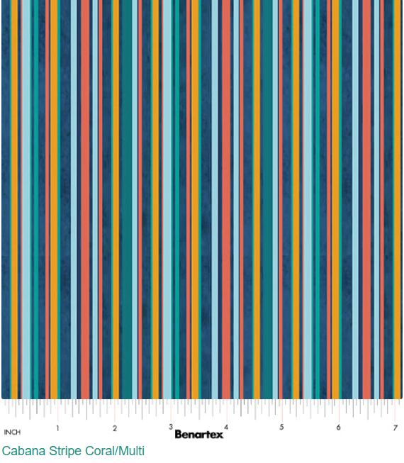 Cotton Under the Sea Cabana Stripe Vibrant Vertical Stripe Colorful Sunny Palette Benartex Cotton Fabric Print by the Yard (16531-23)