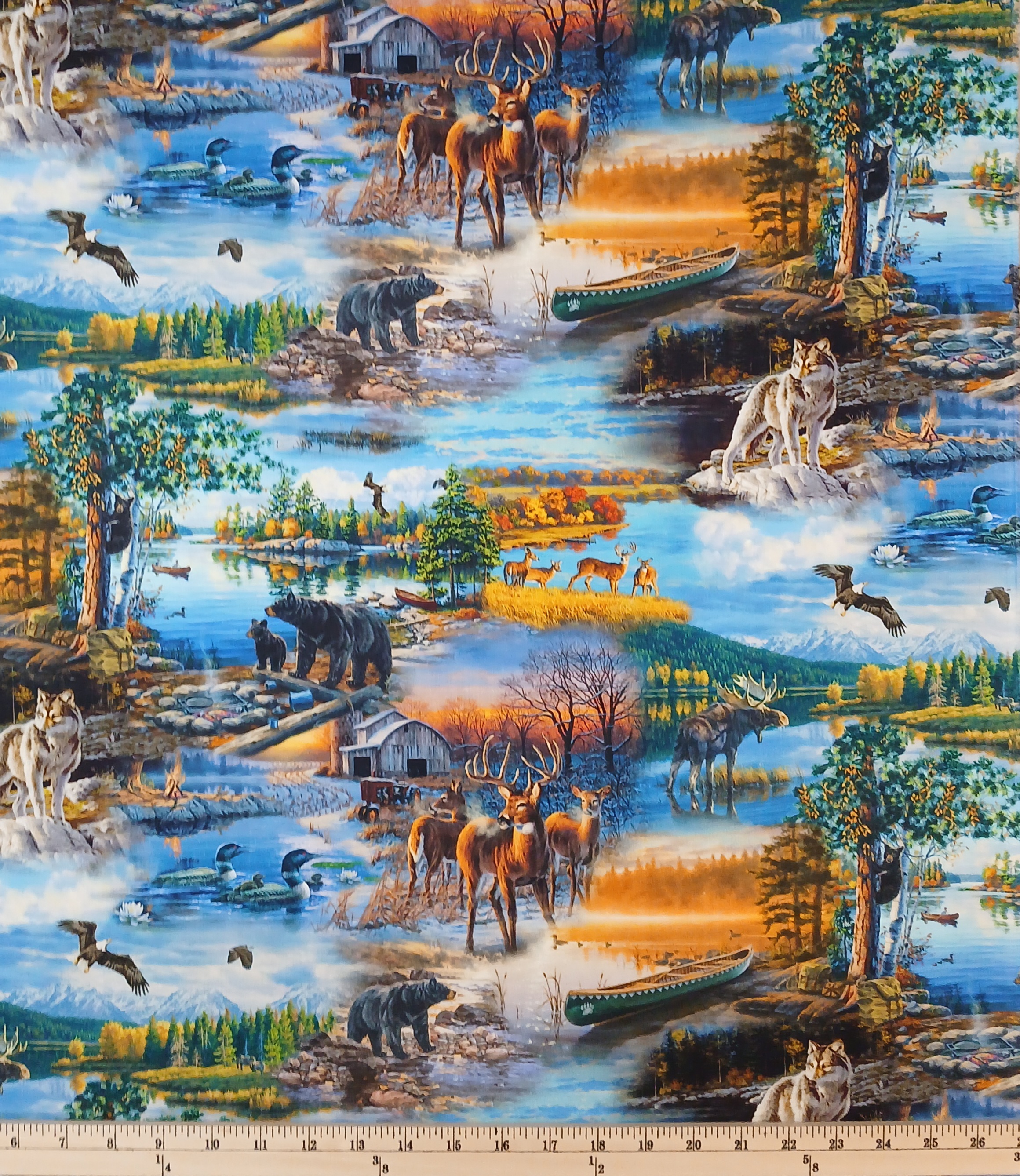 Cotton North Country The Great Outdoors Animals Deer Bears Wolves Michael Miller Fabrics Multicolor Cotton Fabric Print by the Yard (DDC12445-MULT-D)