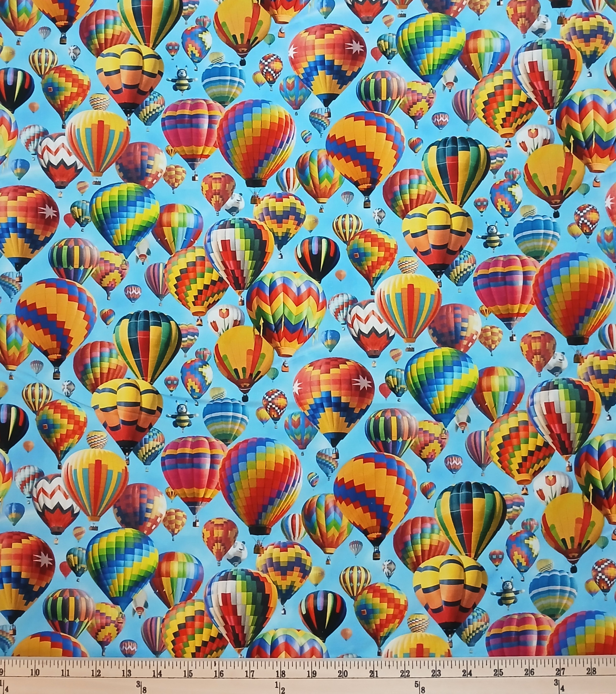 Cotton Up In The Air Hot Air Balloons Packed Aviation Sky Elizabeth Studios Multicolor Cotton Fabric Print by the Yard (618BLUE)