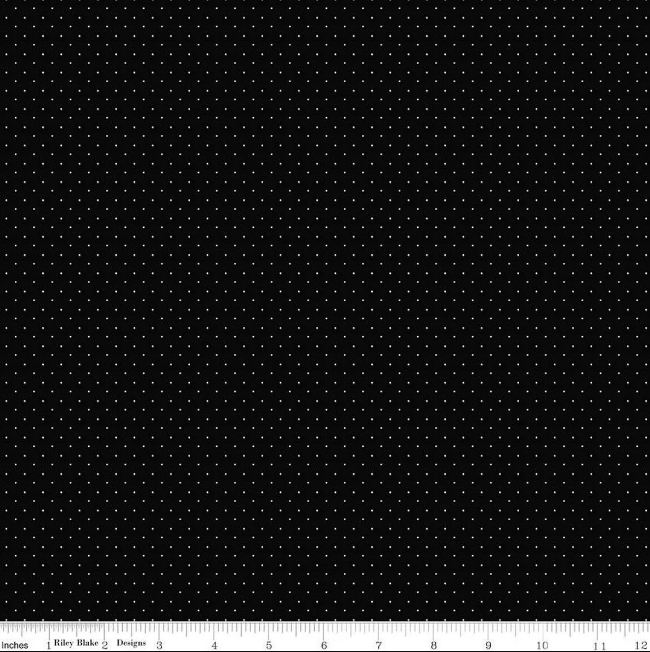 Cotton White Polka Dots on Black Patterns Circles Design Allover Riley Blake Black Cotton Fabric Print by the Yard (C840-BLACK)