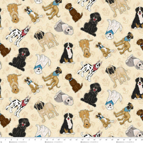 Cotton Home is Where the Dog is II Large Dogs All Over Dog Houses Mastiff Dalmatian Henry Glass Cotton Fabric Print by the Yard (1864-44)