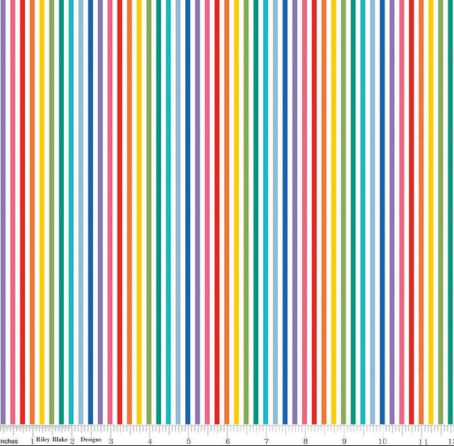 Cotton Stripes Striped Patterns Designs Rainbow and White Riley Blake Rainbow Cotton Fabric Print by the Yard (C495-RAINBOW)