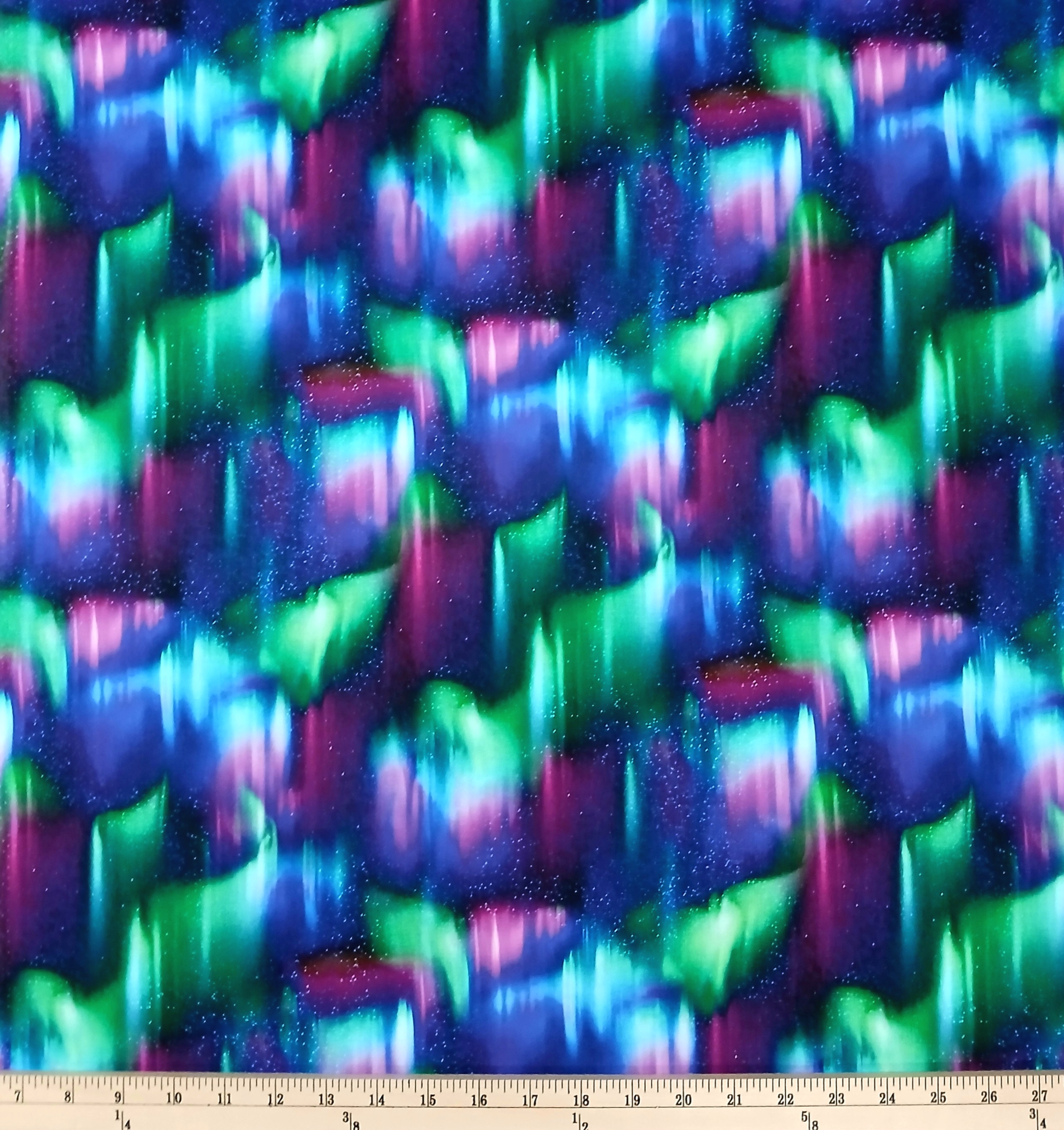 Cotton Aurora Borealis Northern Lights Stars Night Sky Galaxy Elizabeth Studios Cotton Fabric Print by the Yard (735MULTI)