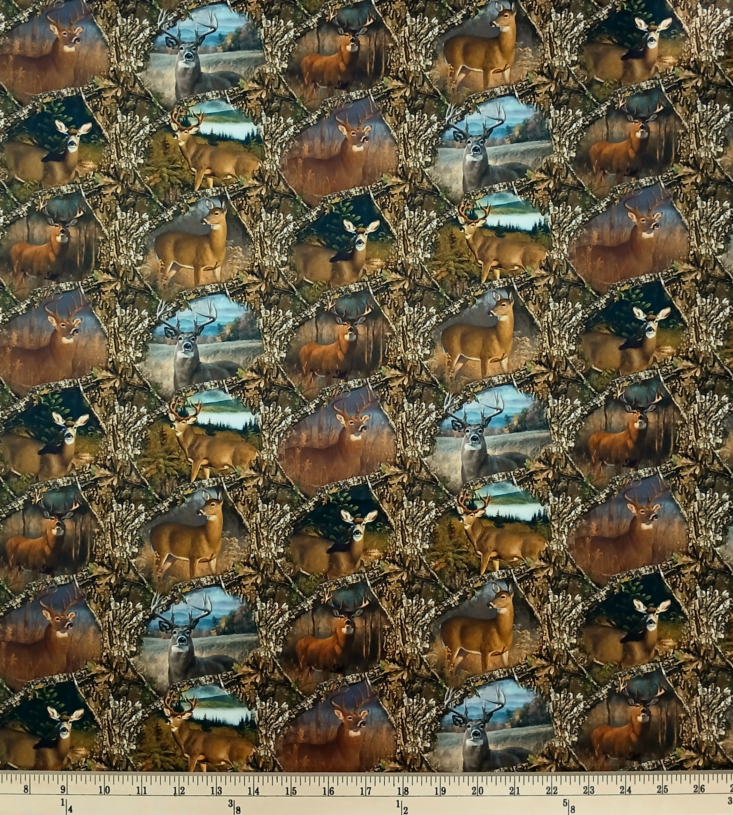 Cotton Realtree APX Forest Deer Bucks Does Hunting Animals Woods Fields Officially Licensed by Sykel Enterprises Cotton Fabric Print by the Yard (10535)