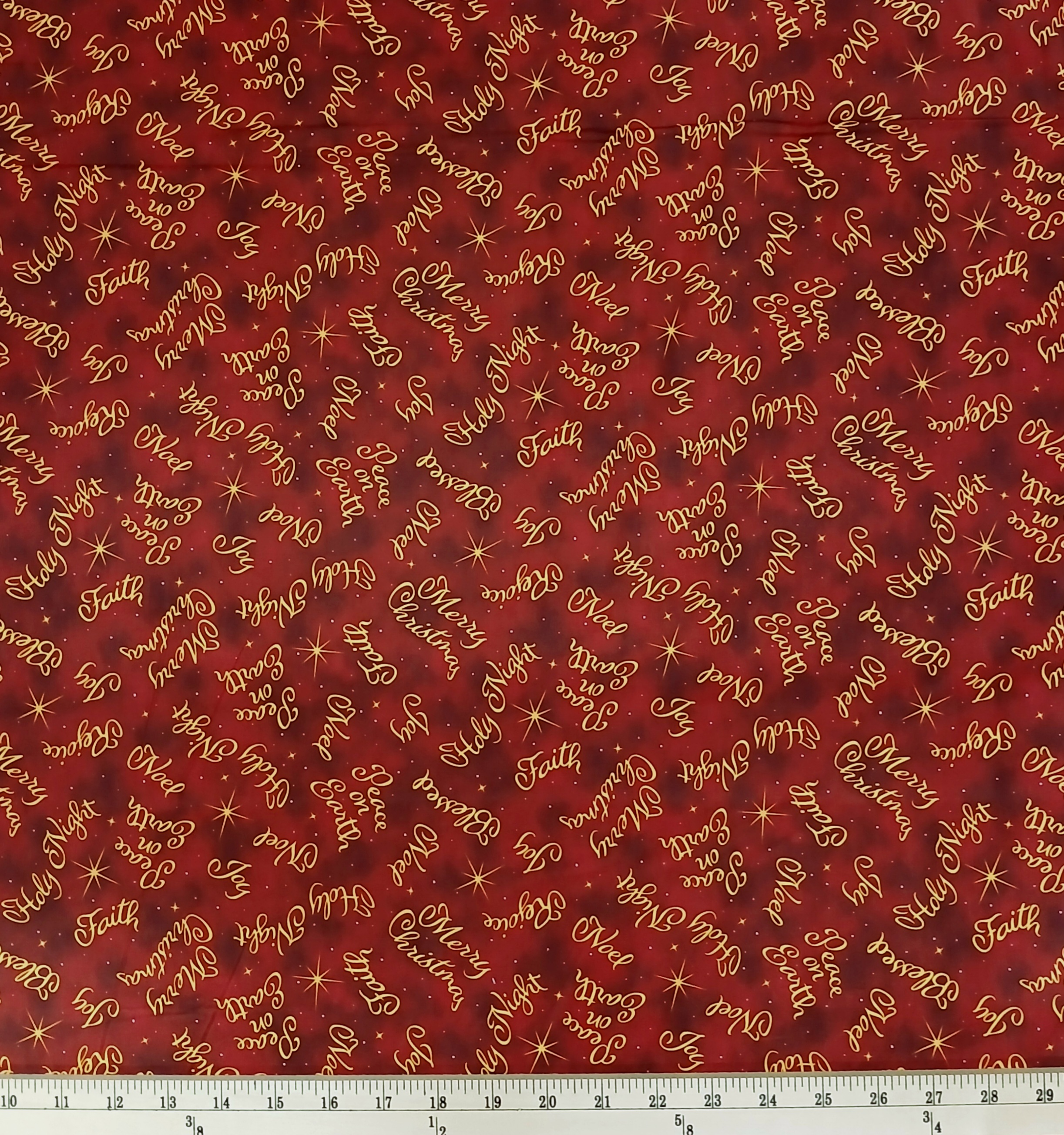 Cotton A King is Born Christmas Words Script Text Holiday Faith Quilting Treasures Red Cotton Fabric Print by the Yard (3584-30413-R)