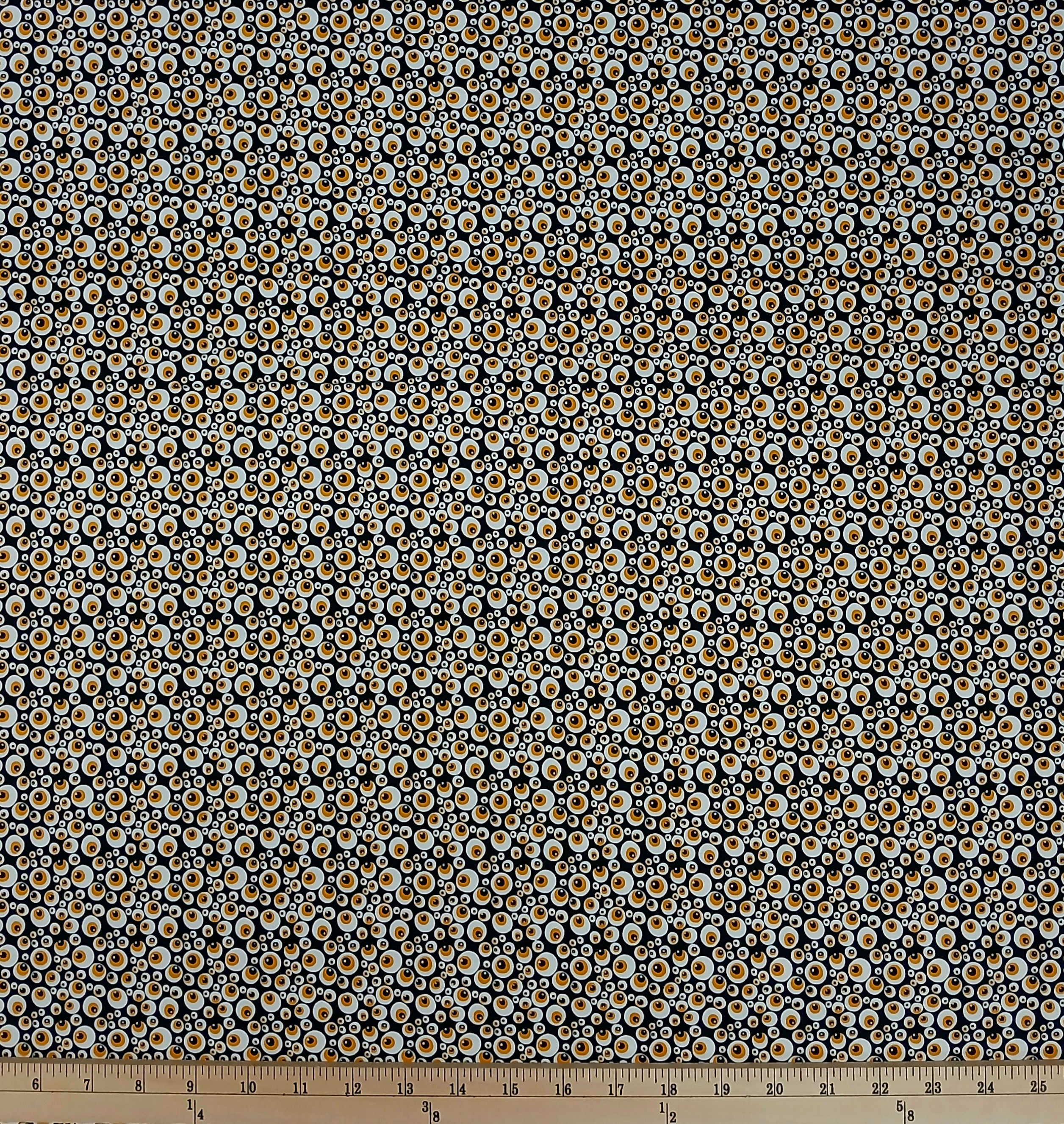 Cotton Beggar's Night Glow in the Dark Eyeballs Halloween Spooky Riley Blake Black Cotton Fabric Print by the Yard (GC14503-BLACK)