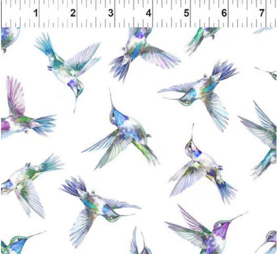 Cotton Daydreams by Jason Yenter Hummingbirds Wings Spring In The Beginning Fabrics Blue Cotton Fabric Print by the Yard (5DD-2)