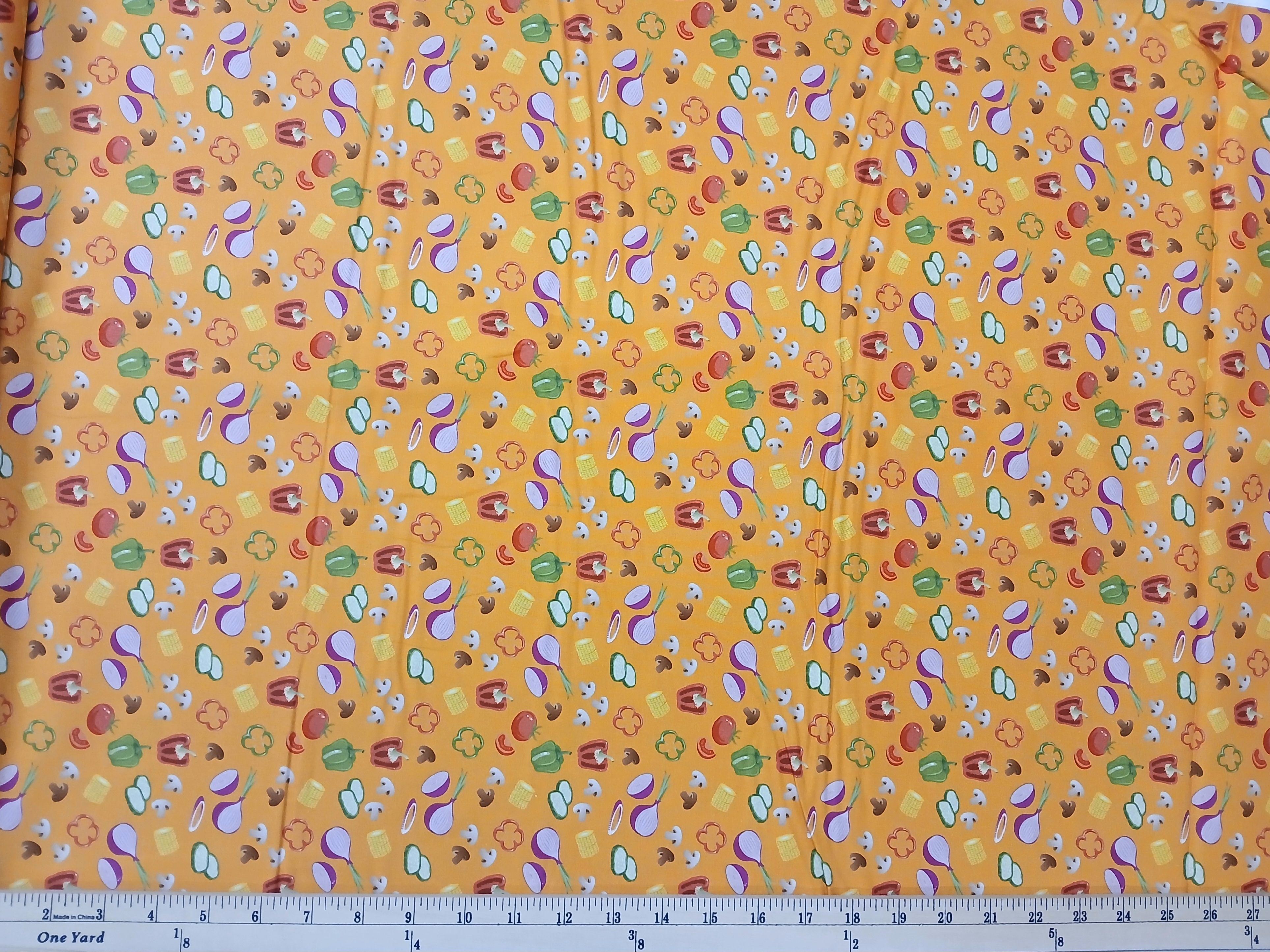 Cotton Chillin & Grillin Peppers Onions Corn Mushrooms Tomatoes Benartex Cotton Fabric Print by the Yard (14357-39)