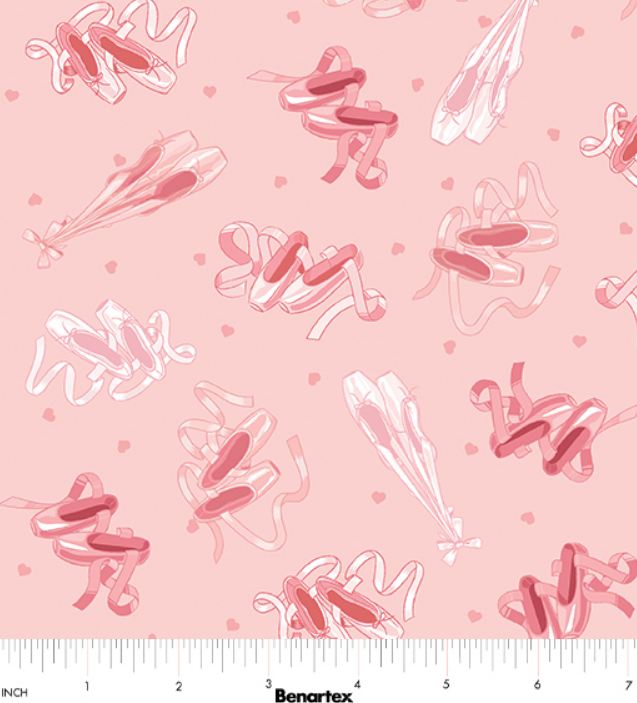 Cotton Tutu Cute By Nicole Decamp Ballet Shoes Ribbons Dance Benartex Cotton Fabric Print by the Yard (14137-21)