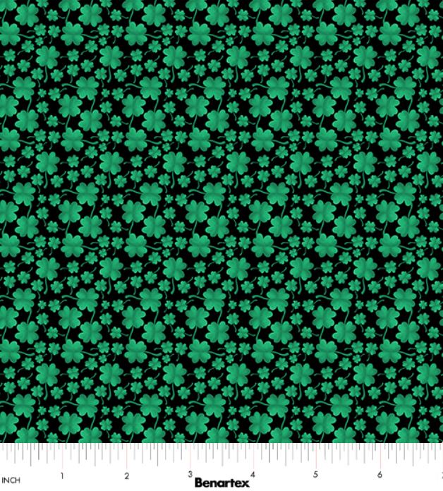 Cotton Luck of the Gnomes Shamrocks Mini Clovers Irish St. Patrick's Day Benartex Cotton Fabric Print by the Yard (12662-12)
