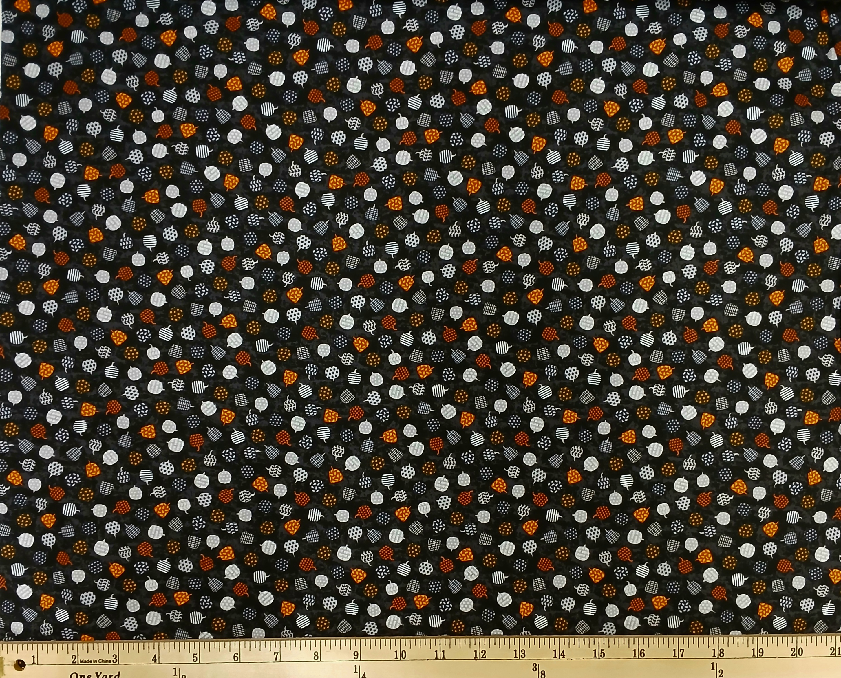 Cotton Midnight Magic Halloween Patterned Pumpkins Spooky on Black Studio E Fabrics Cotton Fabric Print by the Yard (6397-93)