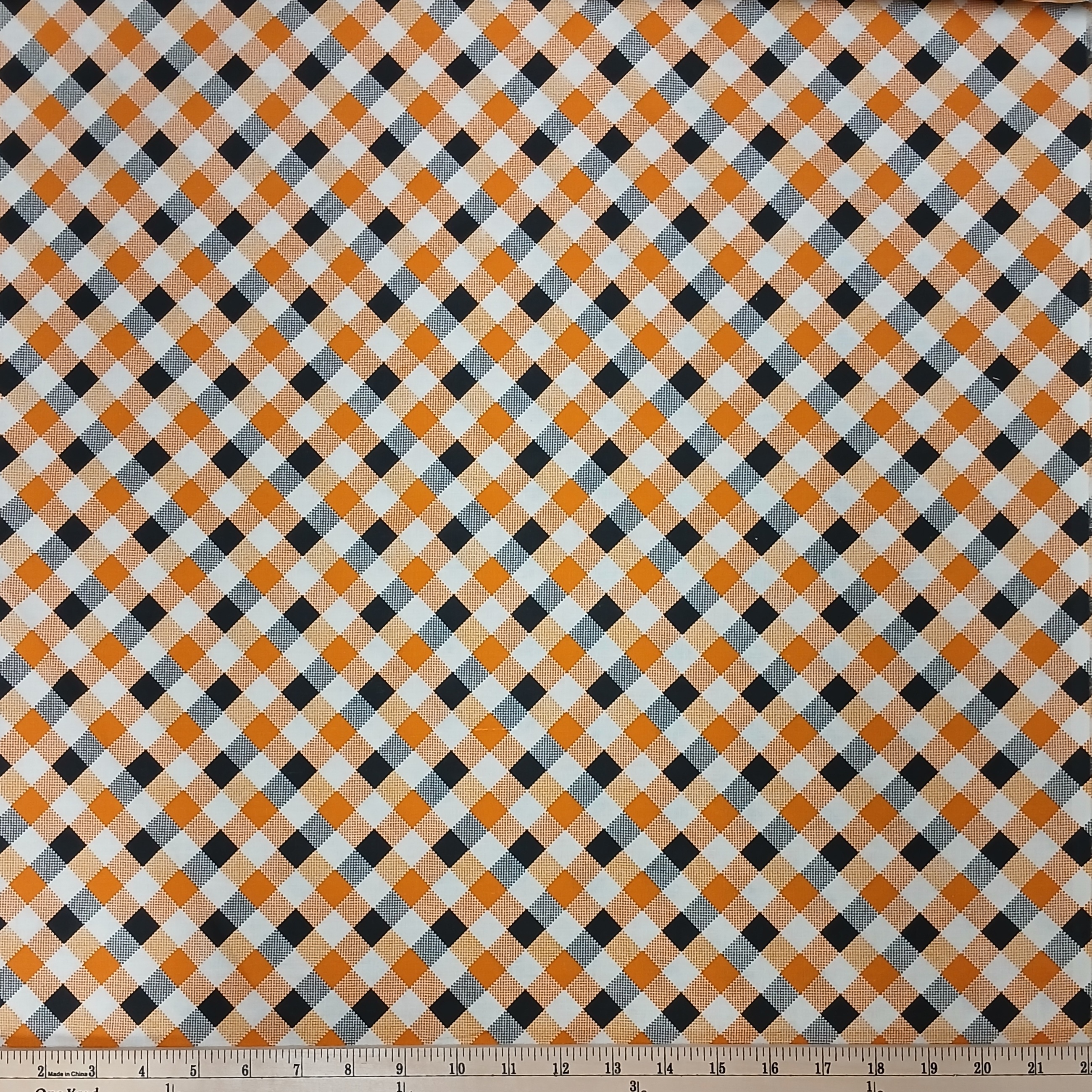 Cotton Halloween Checks Spooky Gingham Checkerboard Cotton Fabric Print by the Yard (CP-1118)