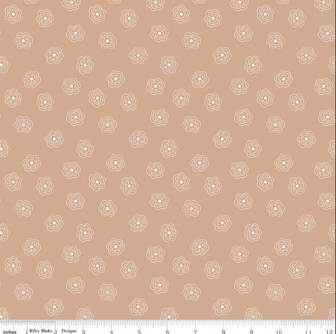 Cotton Bee Basics Lori Holt Flowers Florals Nature Pattern Riley Blake Cotton Fabric Print by the Yard (C6404-NUTMEG)