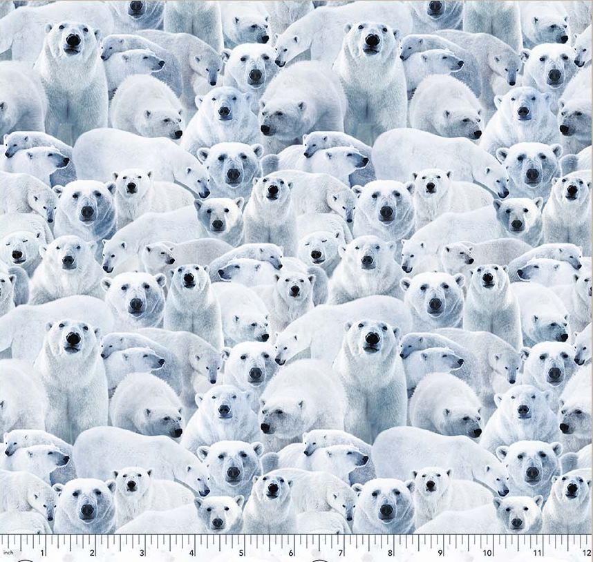 Cotton Wild Animals Polar Bears Cubs Packed Arctic Windham Fabrics Cotton Fabric Print by the Yard (55033D-1)