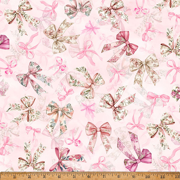 Cotton Soiree Bows Cute Floral Girly Hoffman California Fabrics Cotton Fabric Print by the Yard (X5660-391-BLUSH)
