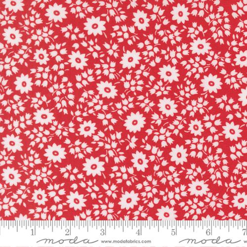 Cotton 30's Playtime 2025 by Linzee McCray Flowers Floral Leaves Patterned Moda Fabrics Red Cotton Fabric Print by the Yard (23372-14)
