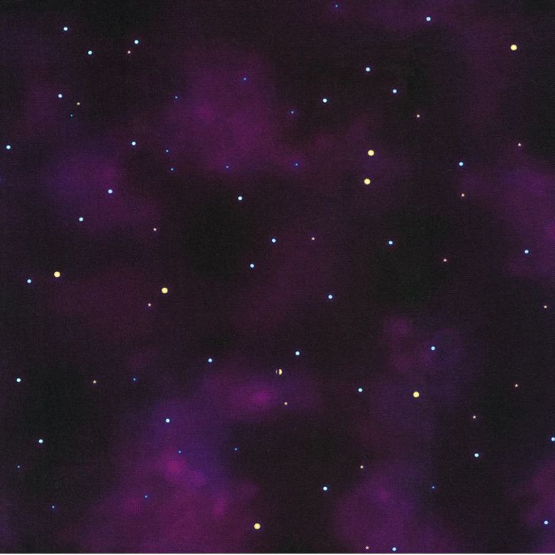 Cotton Night Fable Sky Stars Starry Space on Purple Robert Kaufman Midnight Purple Cotton Fabric Print by the Yard (ADND-23259-460MIDNIGHTPURPLE)