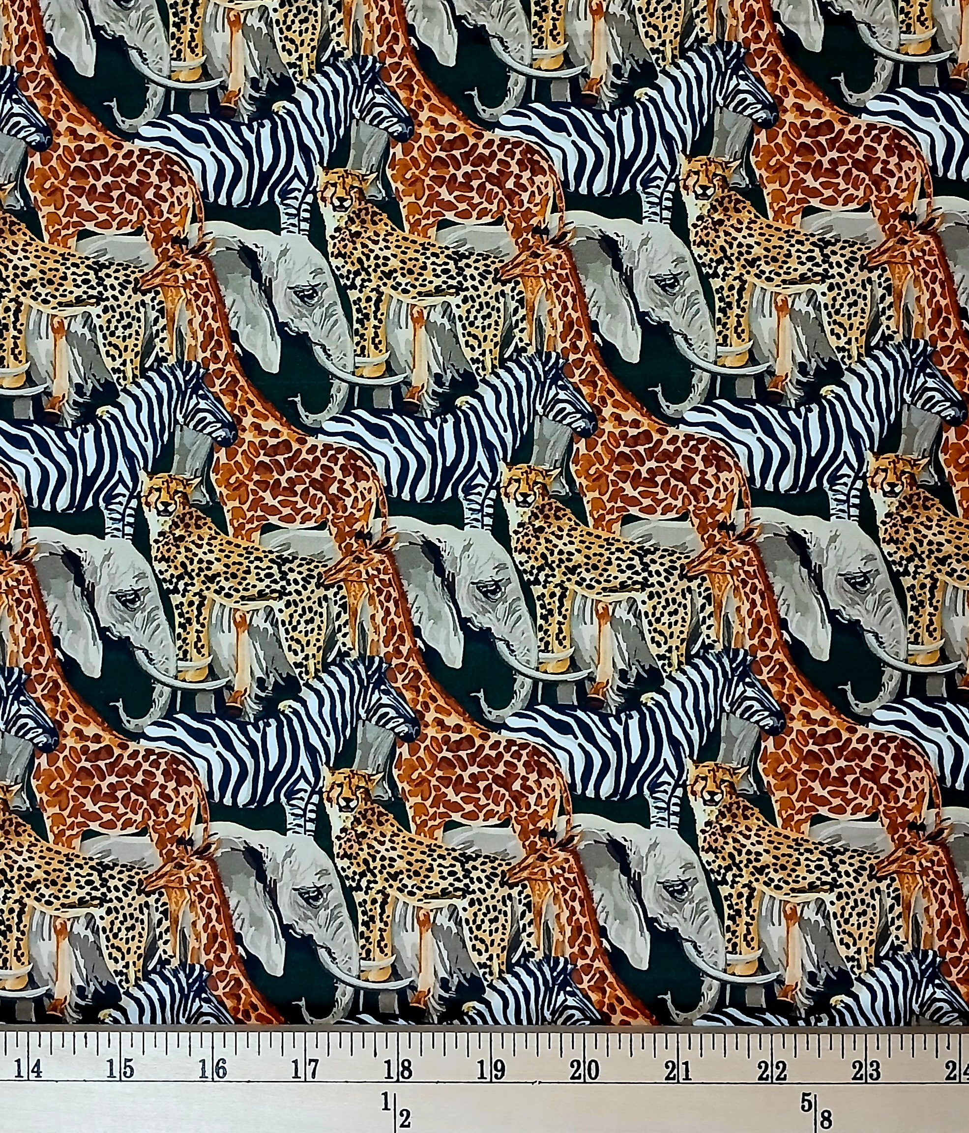 Cotton Into the Wild Zebras Giraffes Elephants Cheetahs Packed Paintbrush Studio Cotton Fabric Print by the Yard (120-5945)