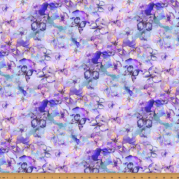 Cotton Flourish Butterflies Watercolor Purple and Blue Wings Hoffman California Fabrics Cotton Fabric Print by the Yard (X5630-81-VIOLET)