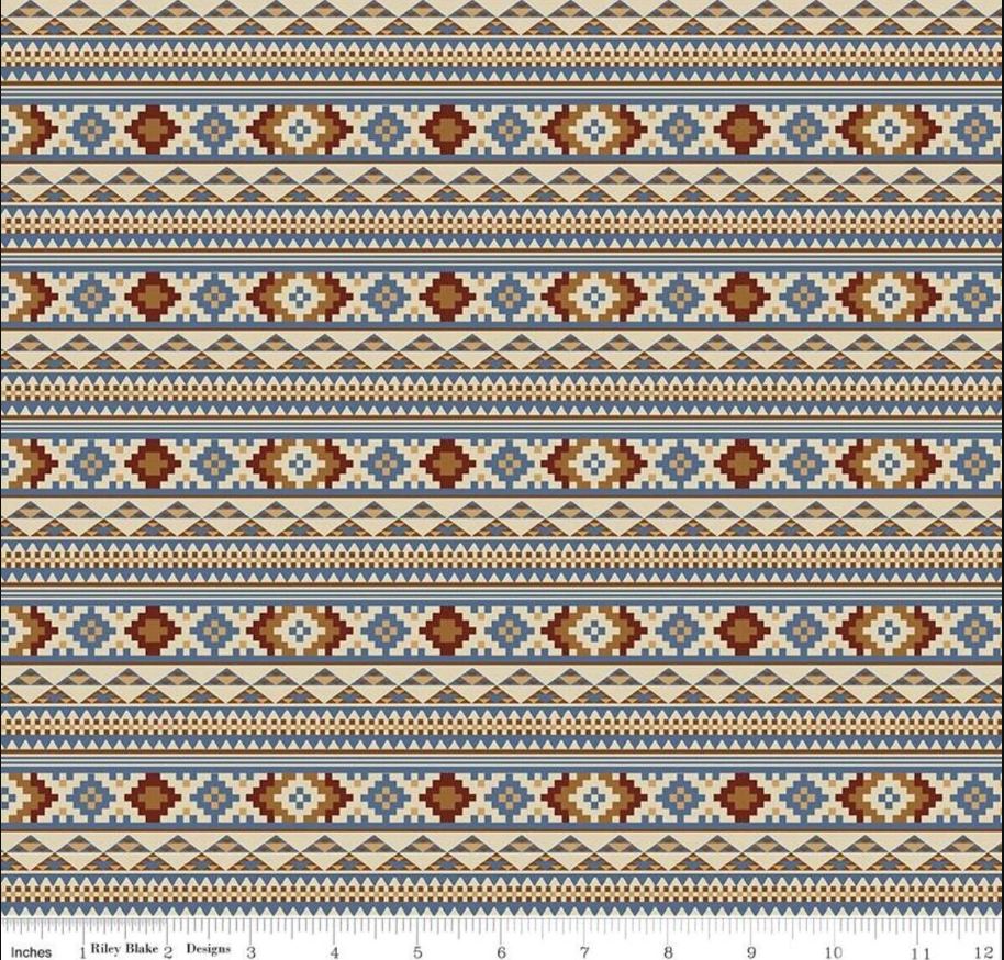 Cotton Back of the Chutes Aztec Stripes Southwestern Officially Licensed by Hugh Cabot Estate Riley Blake Parchment Cotton Fabric Print by the Yard (C10131-PARCHMENT)