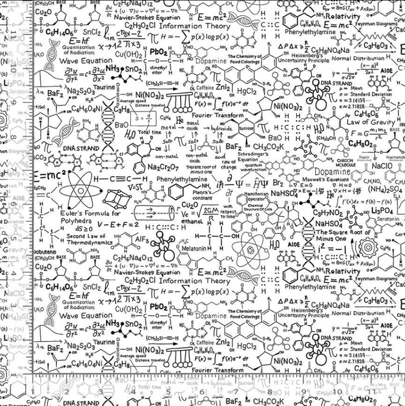 Cotton Scientific Formulas Science Math Problems Atoms Timeless Treasures Cotton Fabric Print by the Yard (SCIENCE-CD4015)