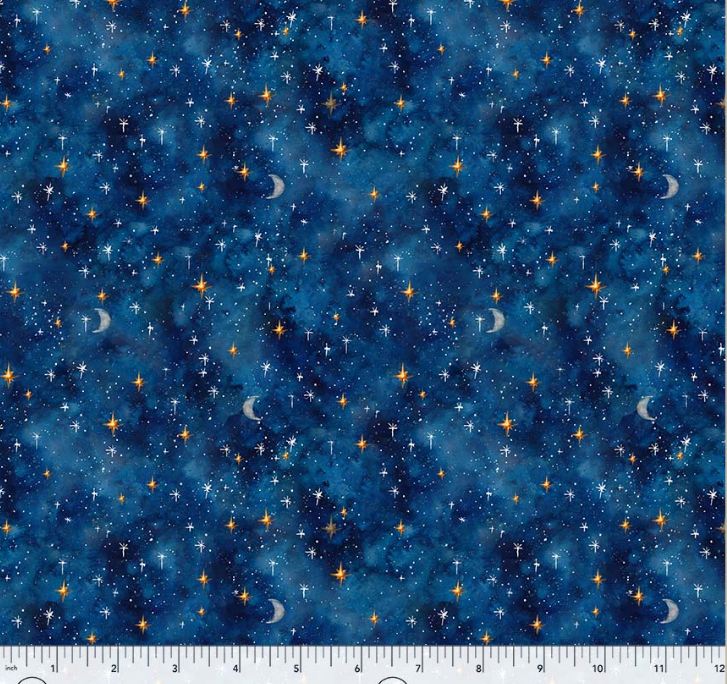 Cotton Dragon Kingdom Sky Space Stars Moons Blue Windham Fabrics Cotton Fabric Print by the Yard (54809D-5)