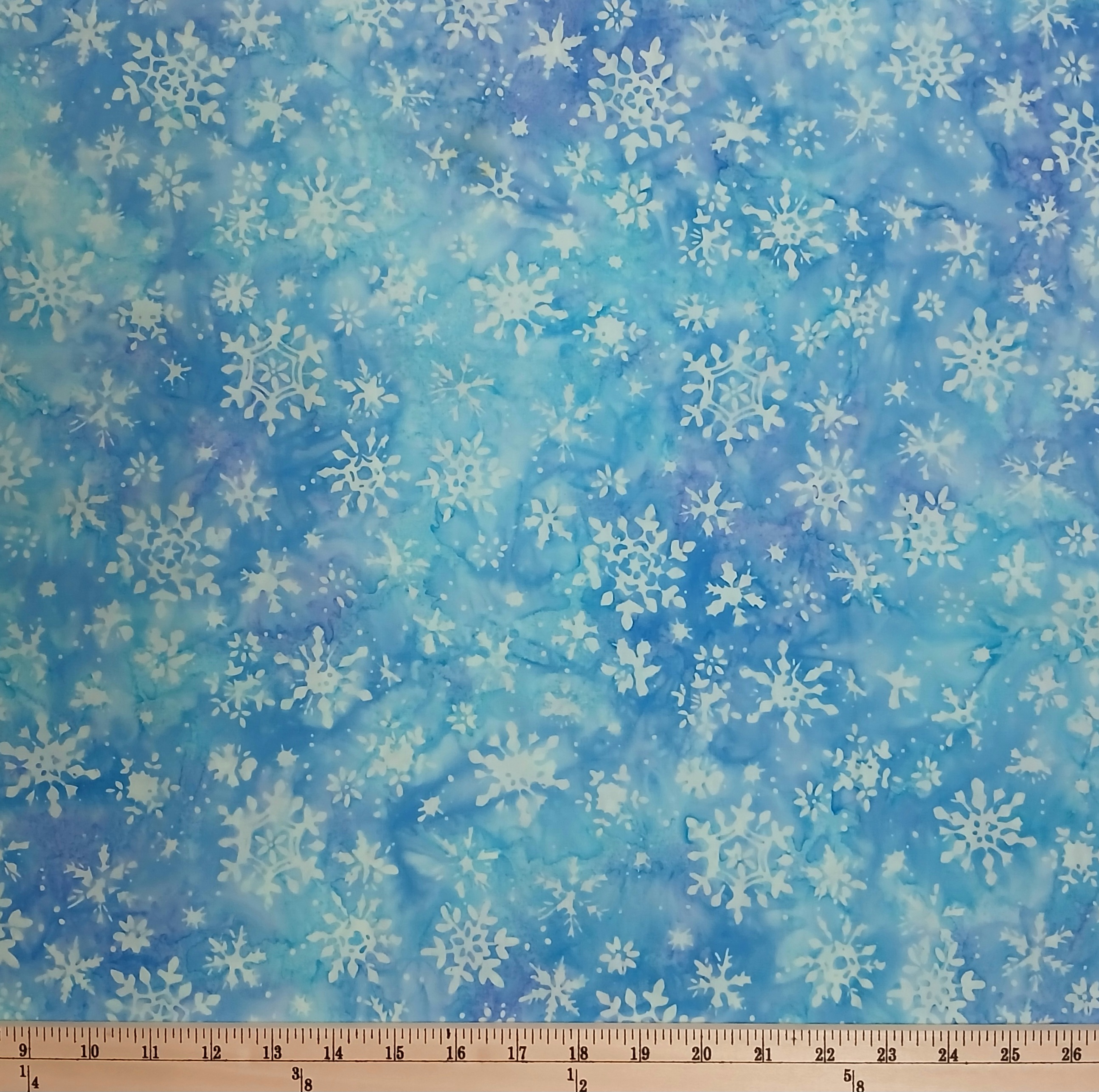 Cotton Tonga Batik Hand-Dyed Snowflakes Allover Timeless Treasures Cotton Fabric Print by the Yard (TONGA-B2530-FROZEN)
