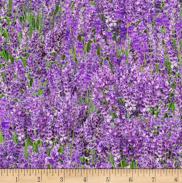 Cotton Landscape Medley Lavender Flowers Floral Packed Purple Elizabeth Studios Cotton Fabric Print by the Yard (572LAVENDER)