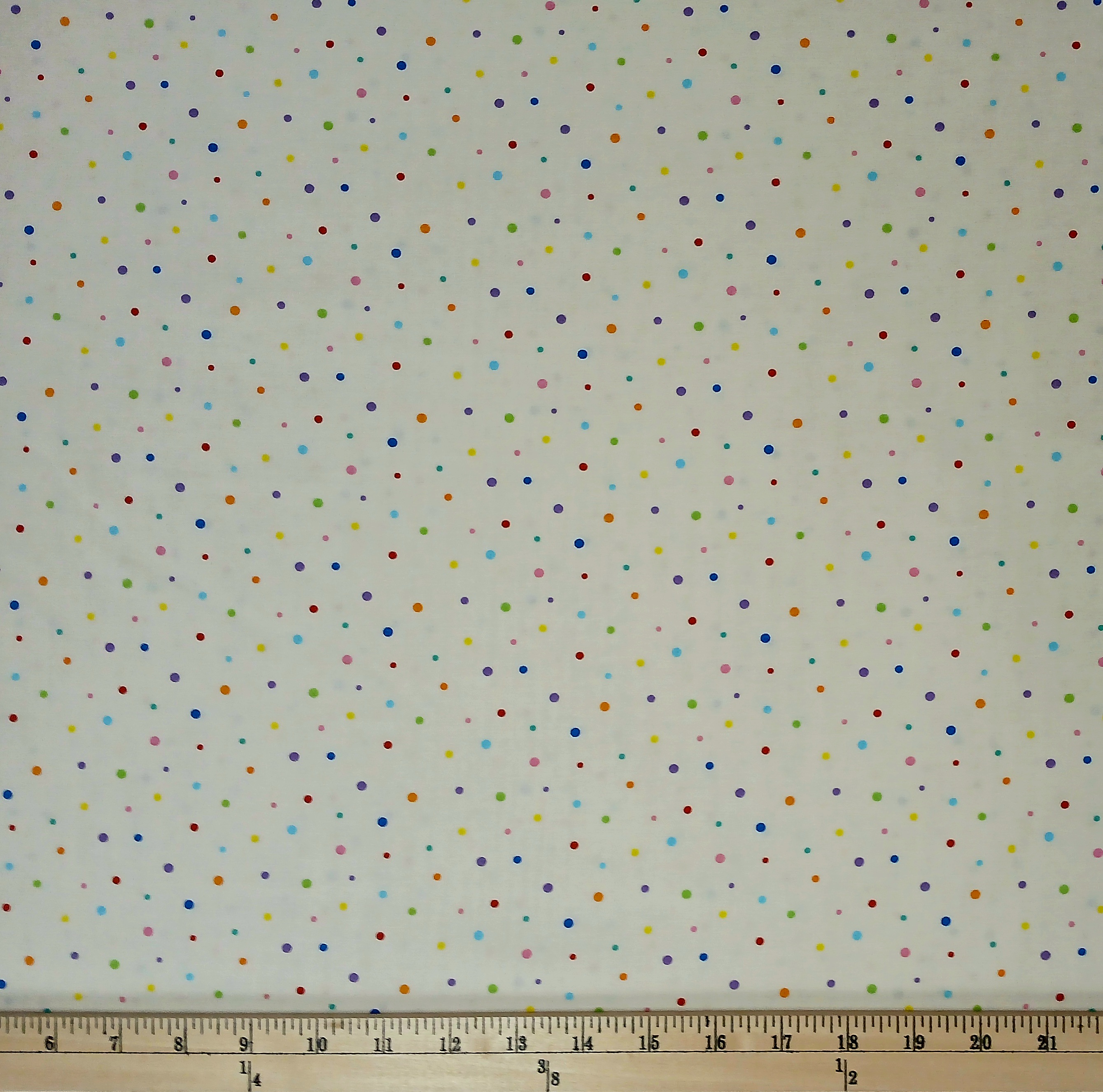 Cotton Whose Nose & Toes? Polka Dots Rainbow on Beige Circles Dots Elizabeth Studios Cotton Fabric Print by the Yard (626BEIGE)