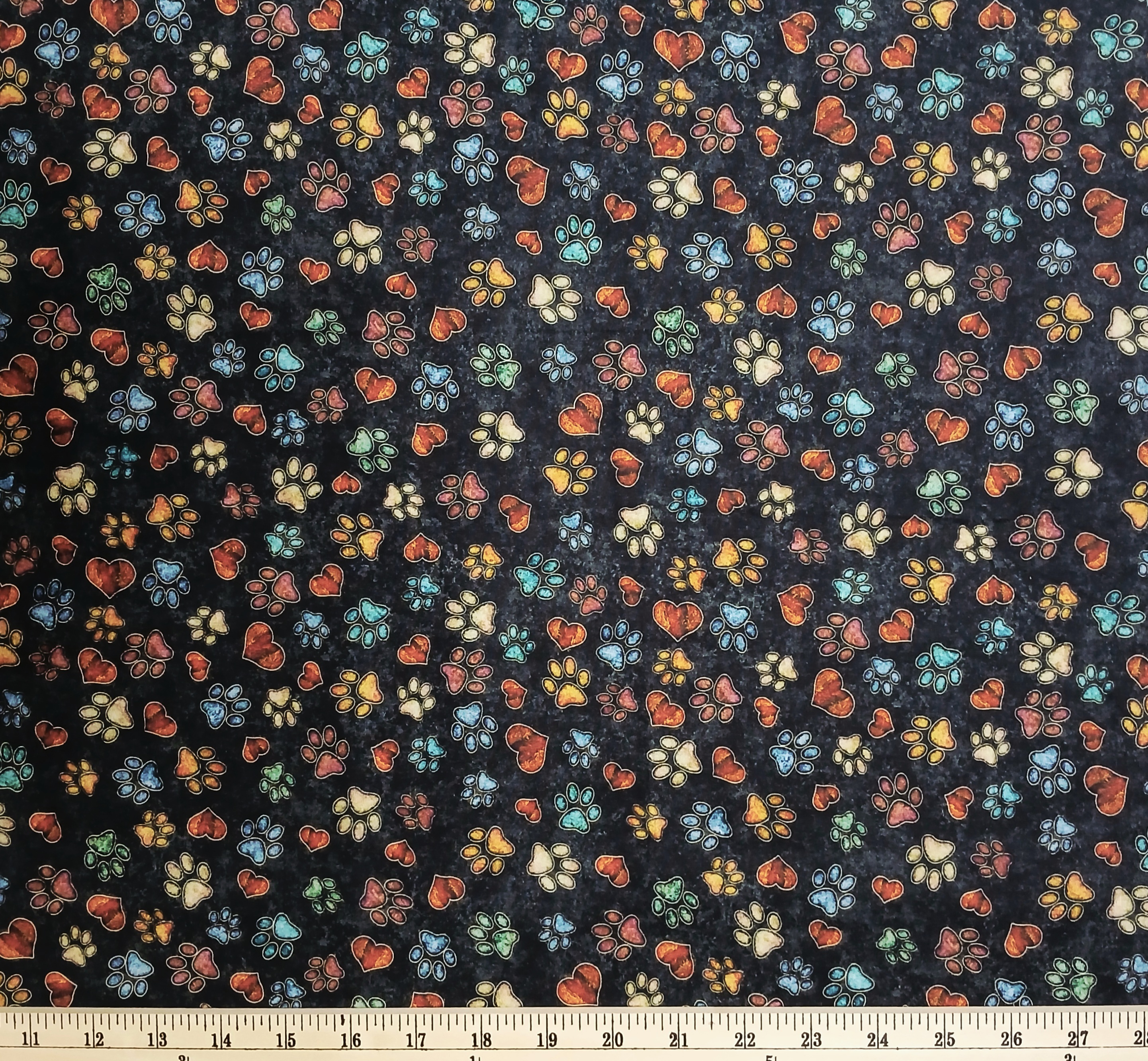 Cotton Cuties 2 Puppy Dog Paw Prints Hearts Dogs Quilting Treasures Cotton Fabric Print by the Yard (2600-31450-J)
