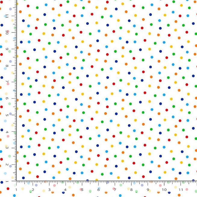 Cotton Polka Dots Circles Rainbow on White Tiny Dots Timeless Treasures Cotton Fabric Print by the Yard (DOT-CD1960)