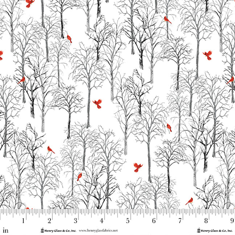 Cotton Joyful Snowmen Trees Cardinals Winter Snow Henry Glass Cotton Fabric Print by the Yard (2066-09)