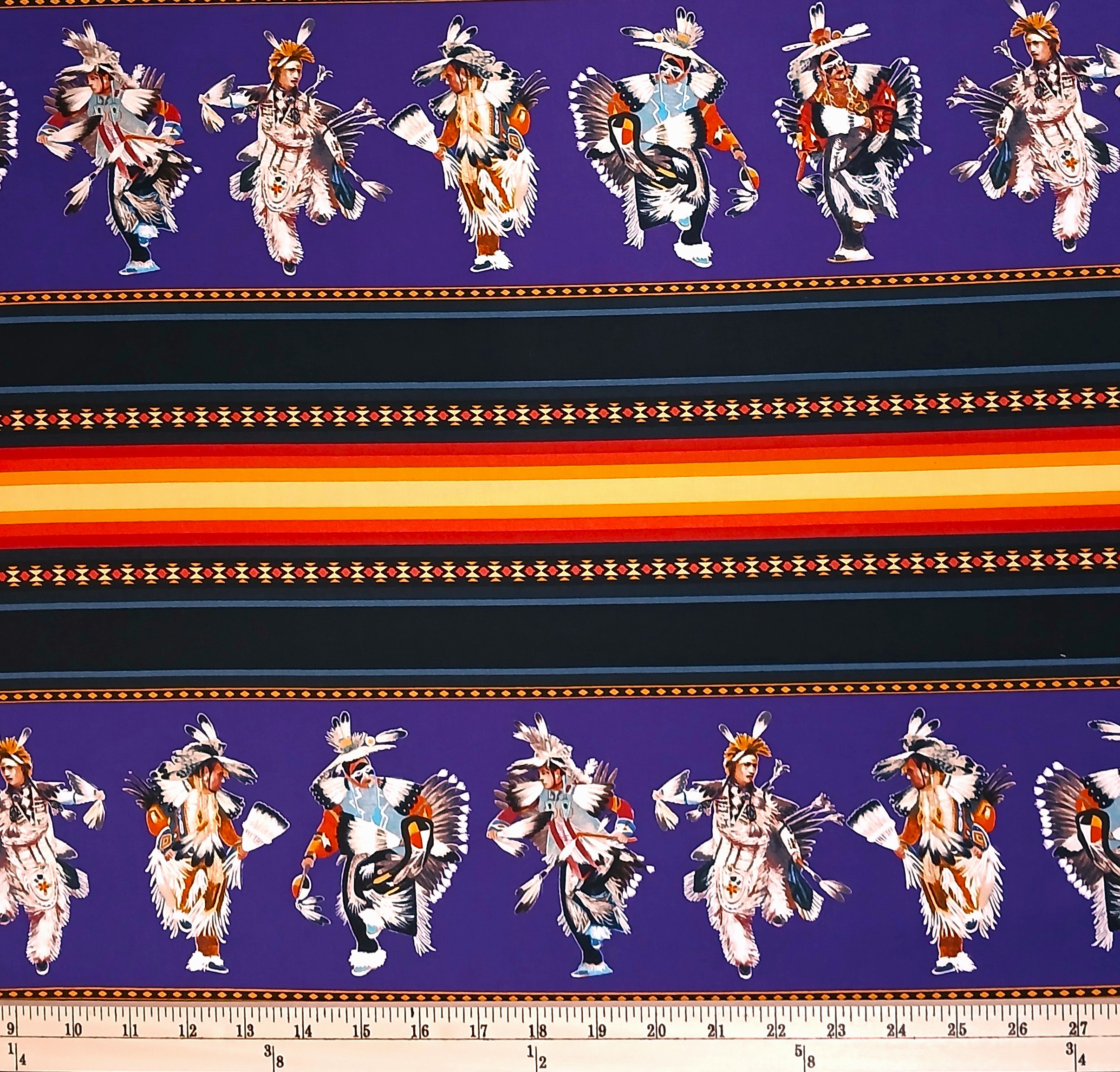 Cotton Pride Pow Wow Dancers Tribal Native American Southwestern Purple Elizabeth Studios Cotton Fabric Print by the Yard (32003PURPLE)