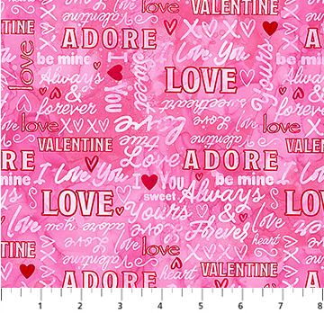 Cotton Forever Love Hearts Valentines Day Love Adore Northcott Cotton Fabric Print by the Yard (DP28673-21)