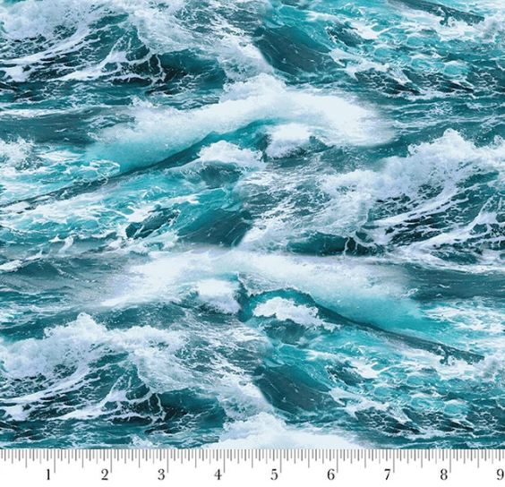 Cotton Coastal Guardians Ocean Seas Waves Tides Whitecaps Water Henry Glass Cotton Fabric Print by the Yard (2193-70)