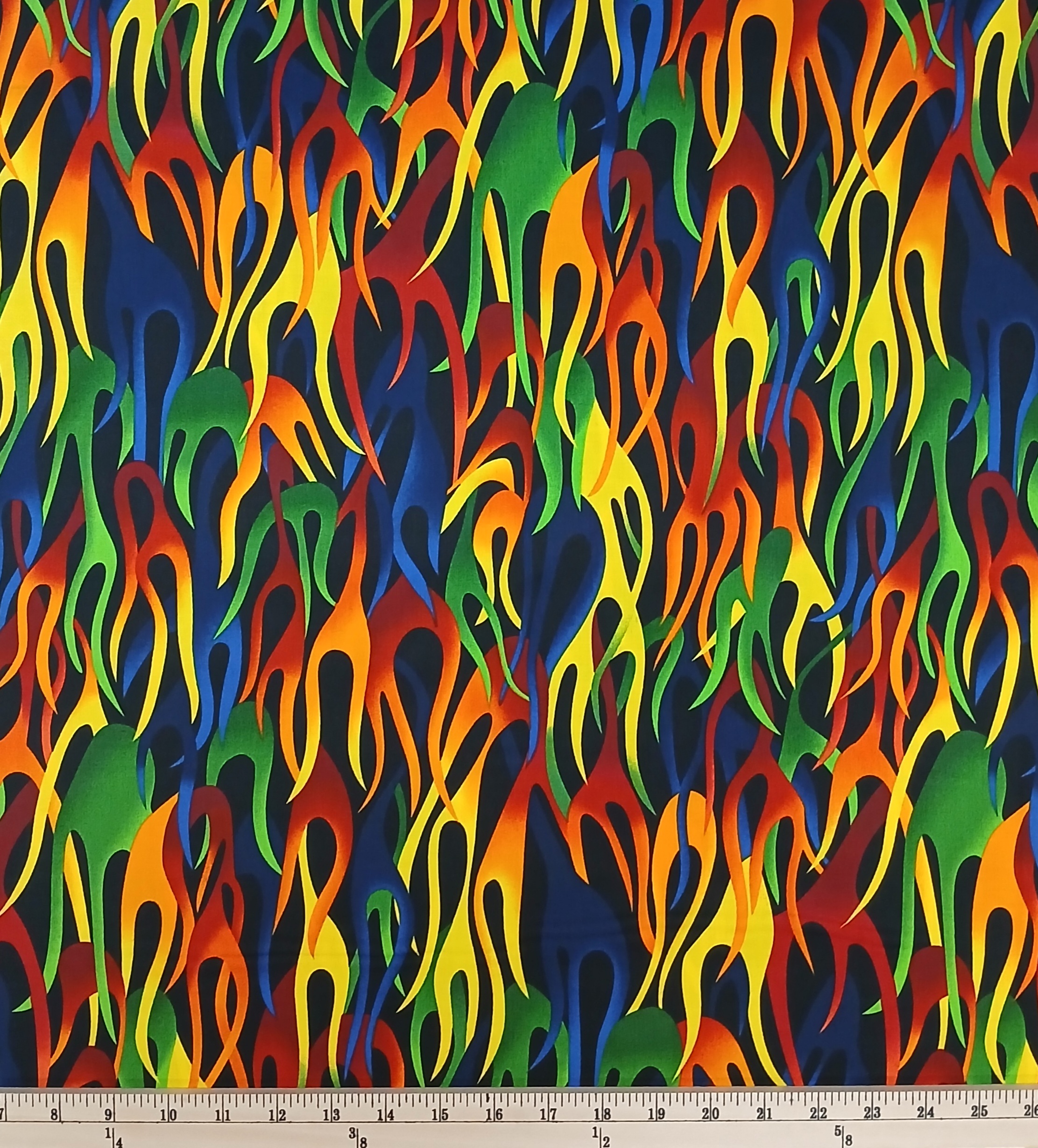 Cotton Headgear Rainbow Flames Fire Heat Multicolor Colorful Pattern Fabri-Quilt Cotton Fabric Print by the Yard (7839-1)
