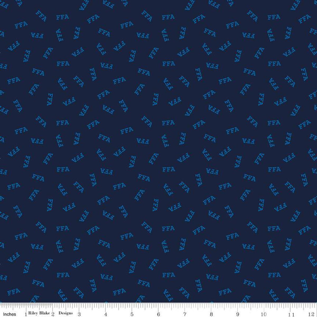 Cotton FFA Forever Blue 2 Farming Logos Blue on Navy Officially Licensed by Riley Blake Cotton Fabric Print by the Yard (C15853-NAVY)