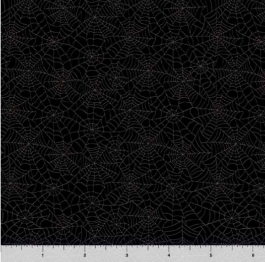 Cotton Creepsville Spider Webs Spooky Halloween Bug Cobwebs Creepy Quilting Treasures Cotton Fabric Print by the Yard (1649-31437-J)