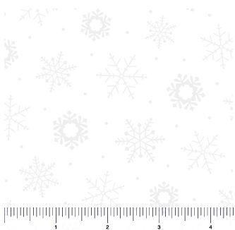 Cotton Snowflake Winter Snow Ice Christmas Frost White on White Quilting Treasures Cotton Fabric Print by the Yard (1649-24600-Z)