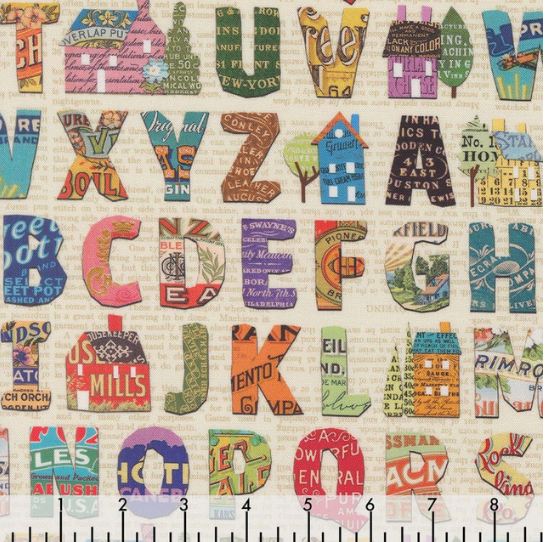 Cotton Paper Hamlet Alphabet Antique House Book Packaging Farm Letters Moda Fabrics Cotton Fabric Print by the Yard (39564-11)