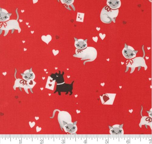 Cotton Funny Valentine Cats Dogs Love Hearts Letter Humor Moda Fabrics Cotton Fabric Print by the Yard (37140-16)