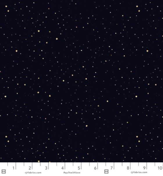 Cotton Beyond the Horizon Starbright Outer Space Night Sky Stars Allover RJR Black Cotton Fabric Print by the Yard (RJ6235-BK1)