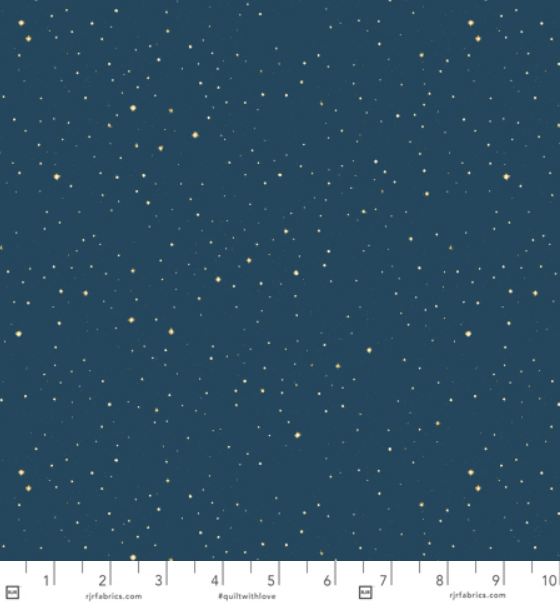 Cotton Beyond the Horizon Starbright Outer Space Night Sky Stars Allover RJR Blue Cotton Fabric Print by the Yard (RJ6235-SC2)