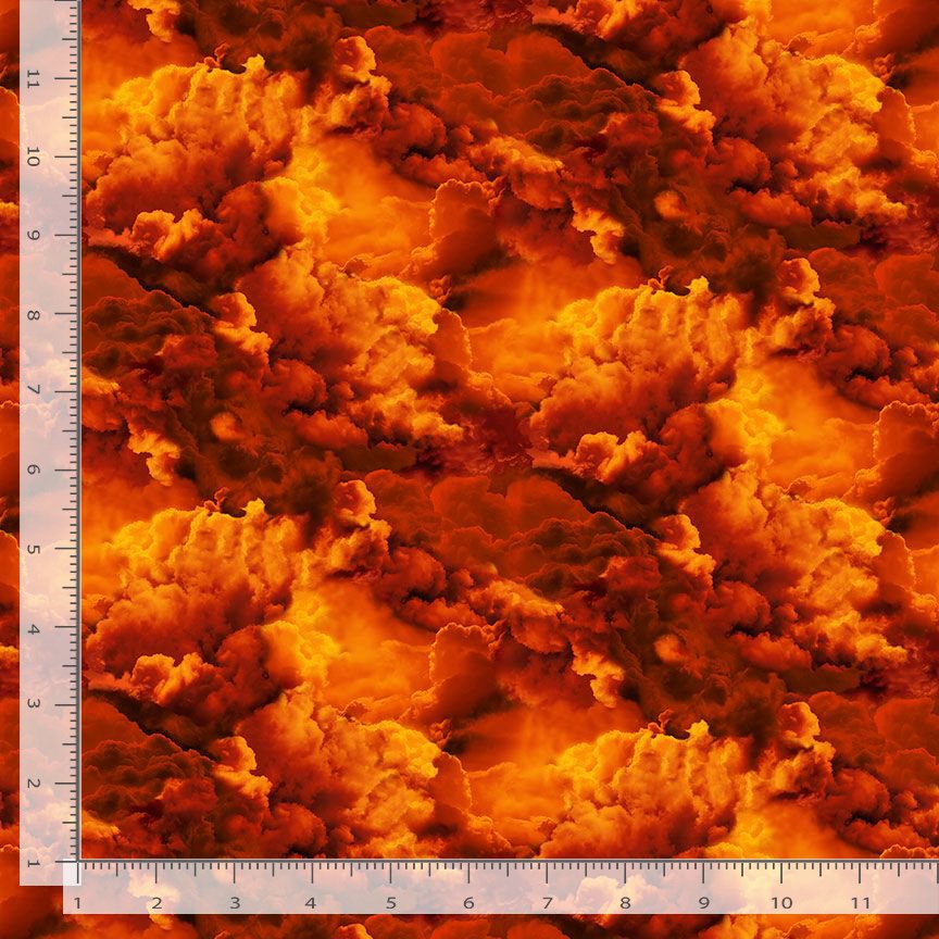 Cotton Dragon Fire Sunset Skies Sky Clouds Outdoors Timeless Treasures Orange Cotton Fabric Print by the Yard (SKY-CD3942-ORANGE)