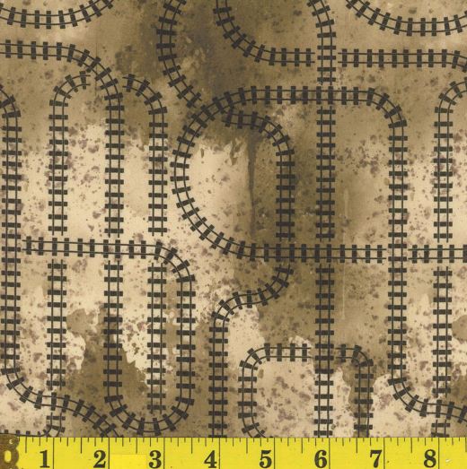 Cotton The Vintage Line Train Tracks Railroads Vintage-look Transportation Mook Fabrics Sepia Cotton Fabric Print by the Yard (142111)