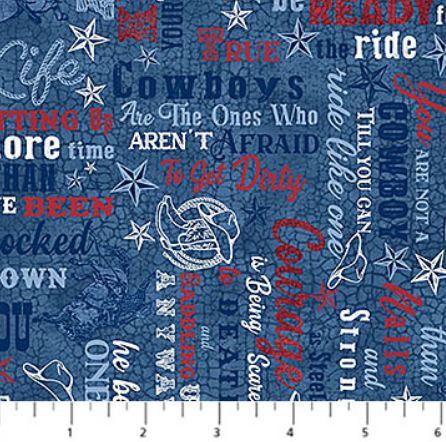 Cotton Cowboy Blues Wild West Lasso Boots Star Rodeo Ranch Horse Northcott Cotton Fabric Print by the Yard (28149-44)